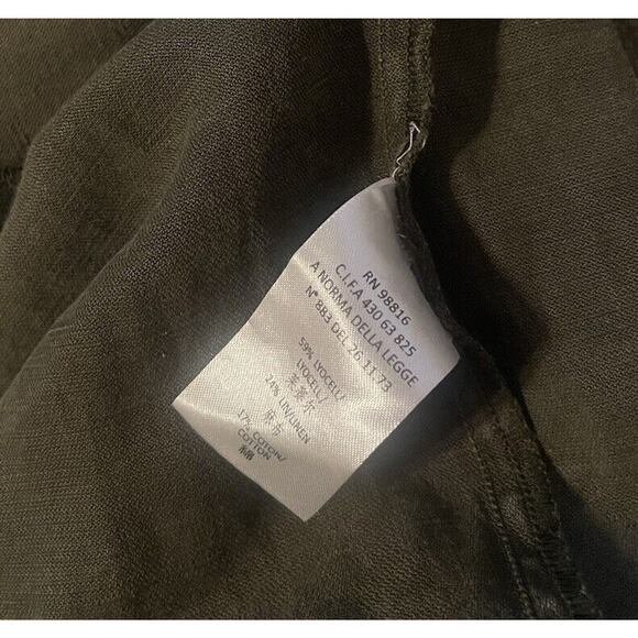 Cotelac Women's 1 Army Green Linen Blend Tie Snap Straight Leg Jumpsuit EUC - Picture 4 of 4